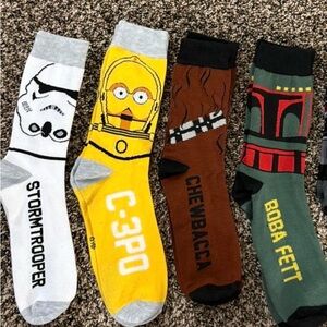 Star Wars Character Crew Socks - Stormtrooper, C-3PO, Chewbacca, Boba Fett